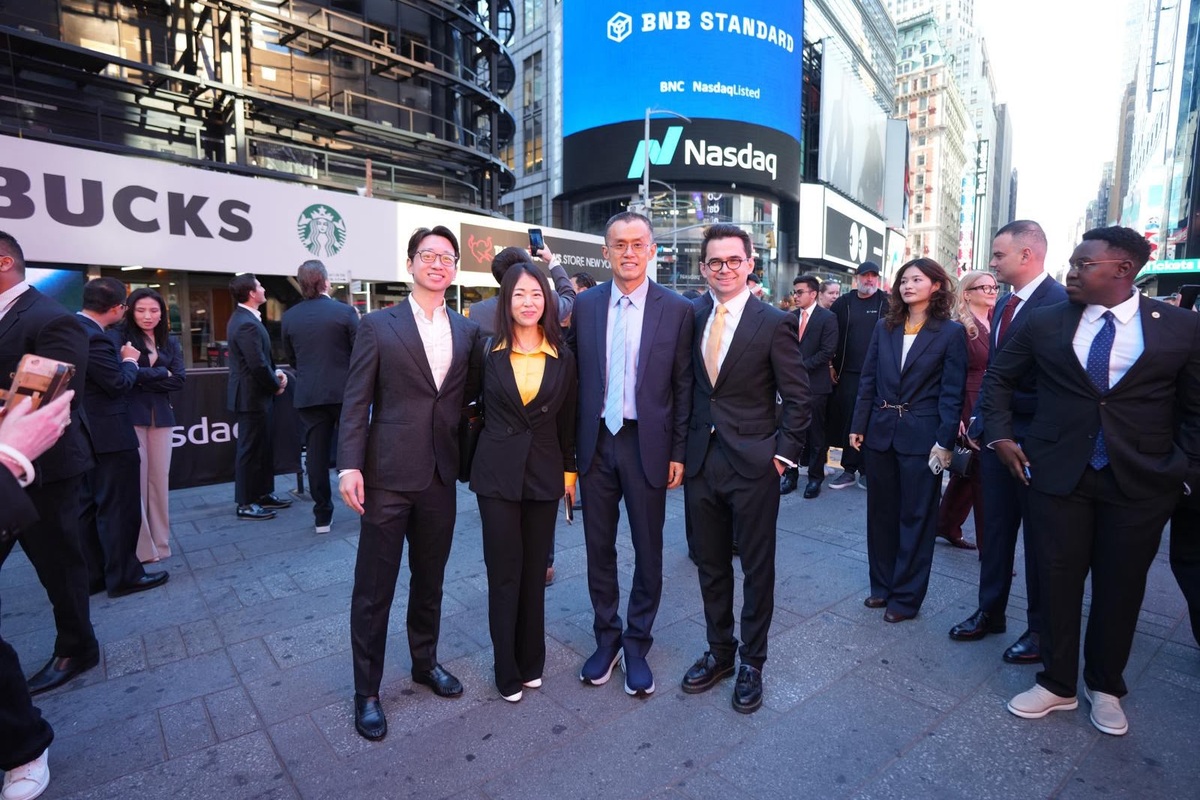 CZ Joins BNB Standard at Nasdaq Opening Bell